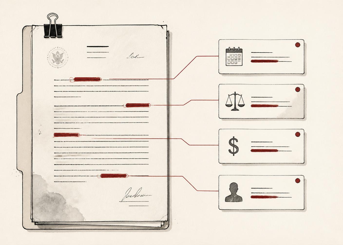 Diagram of Chambers linking extracted facts back to source documents